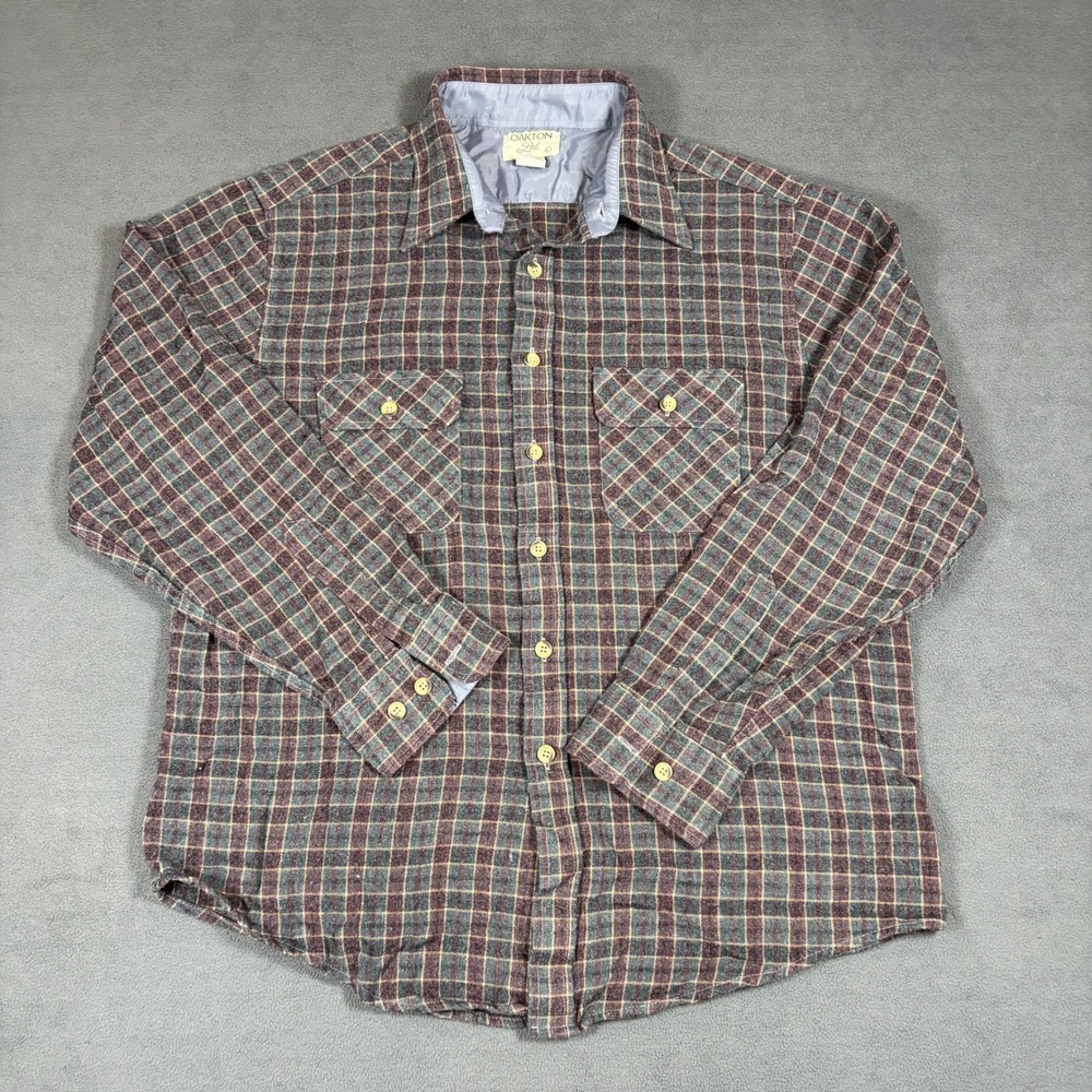 Vintage Oakton Ltd Flannel Shirt Mens Large Plaid Long Sleeve Button Down